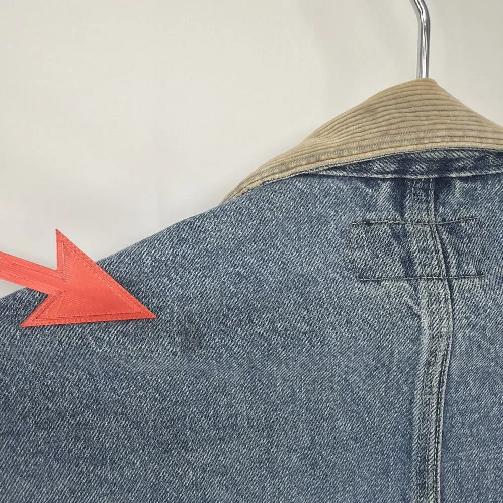 Vintage RRL Ralph Lauren Corduroy Collar Denim Jean Jacket Size S Made In USA